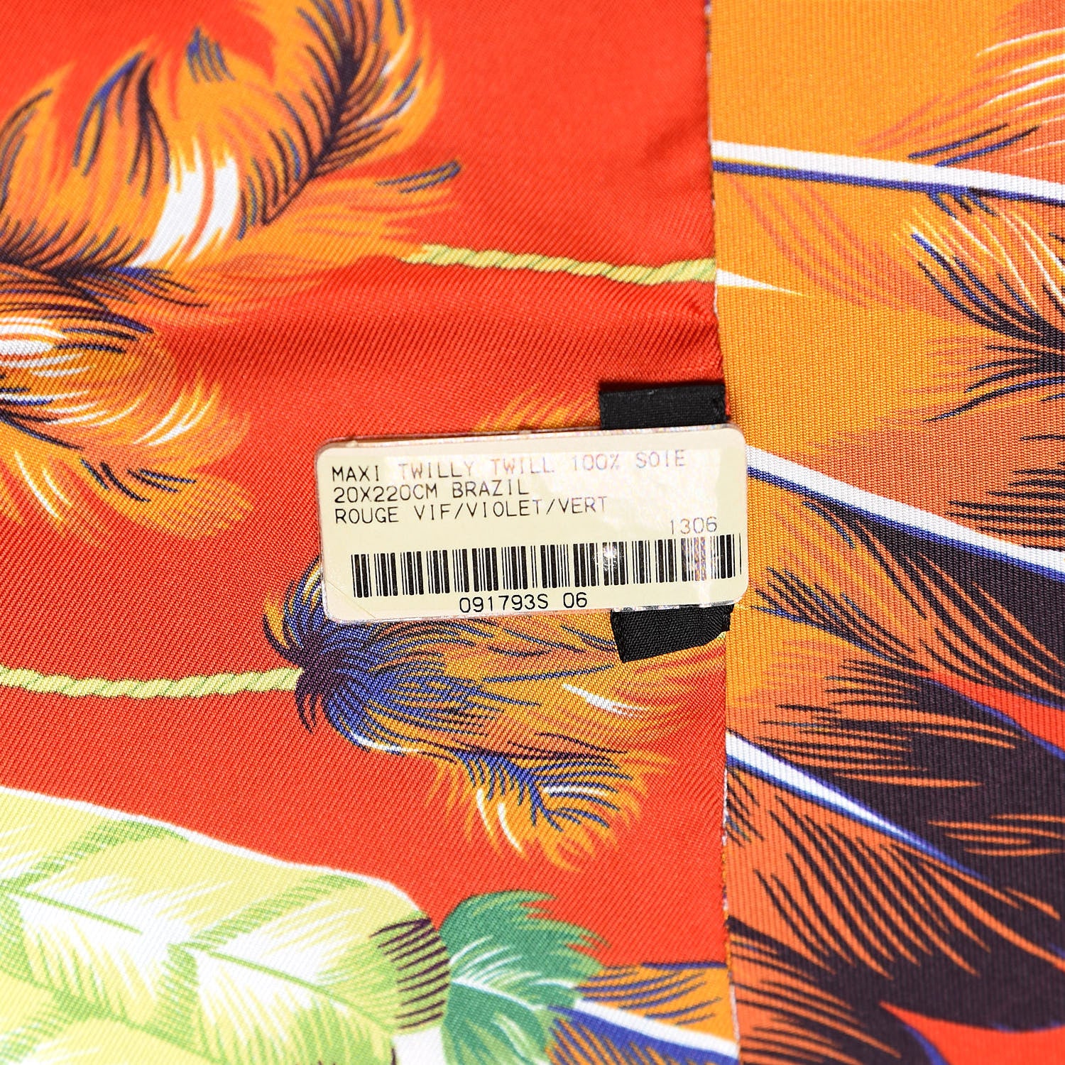 Hermes Silk Brazil Maxi Twilly Rouge Vif Violet Vert 5 of 5
