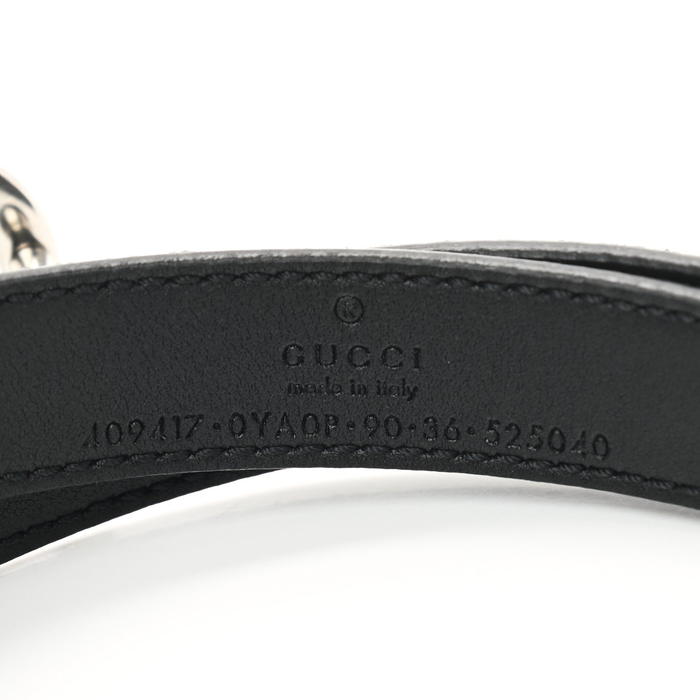 Plutone Calfskin Palladium Double G 20mm Belt 90 36 Black