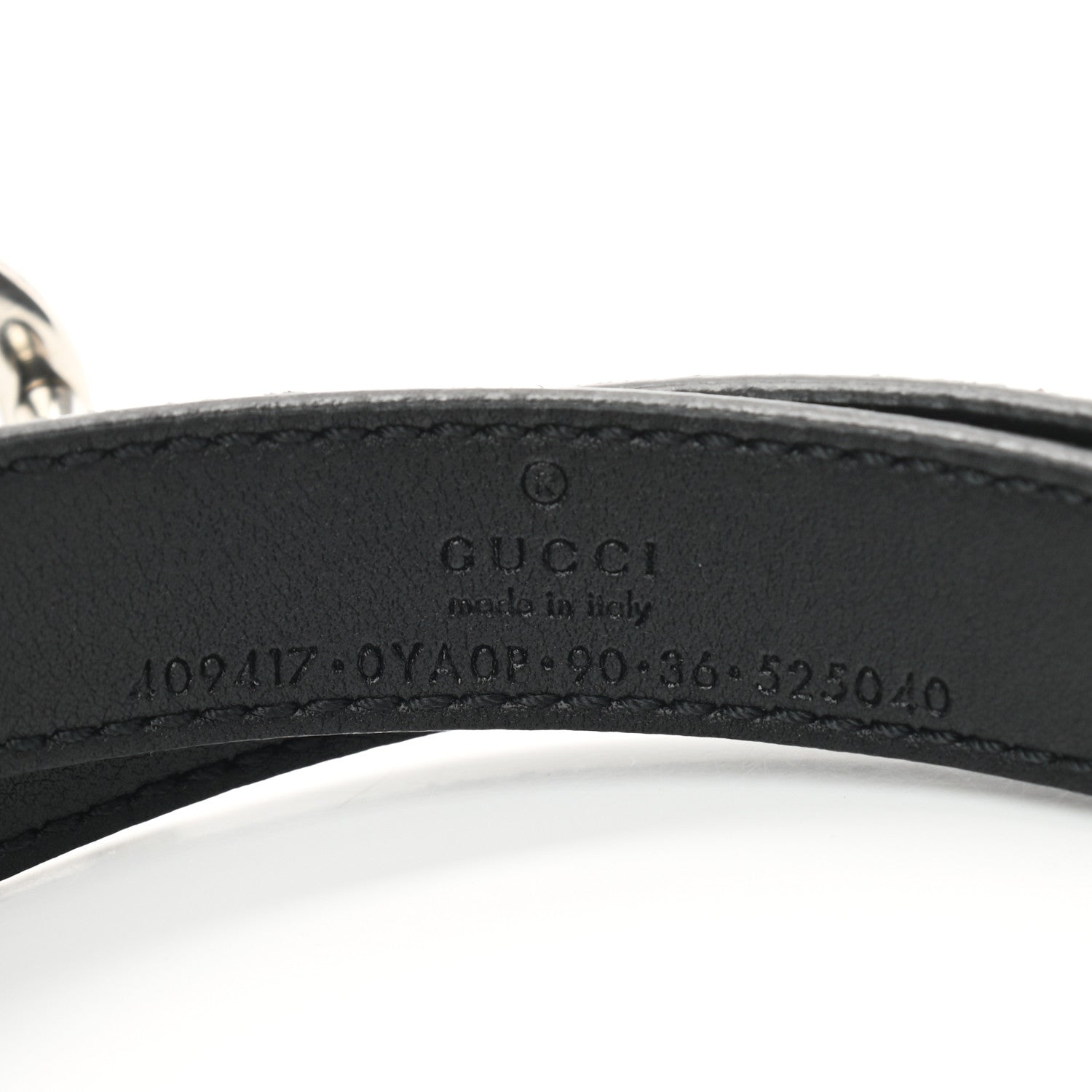 Gucci Plutone Calfskin Palladium Double G 20mm Belt 90 36 Black 3 of 5