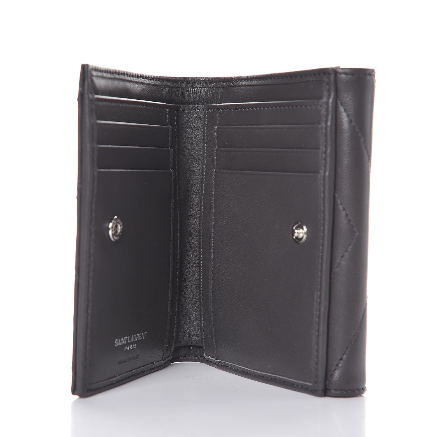 Saint Laurent Lambskin Y Quilted Monogram Compact Loulou Wallet Asphalt 5 of 6