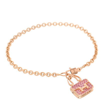 Hermes 18K Rose Gold Pink Sapphire Constance Amulettes Bracelet ST 1 of 4
