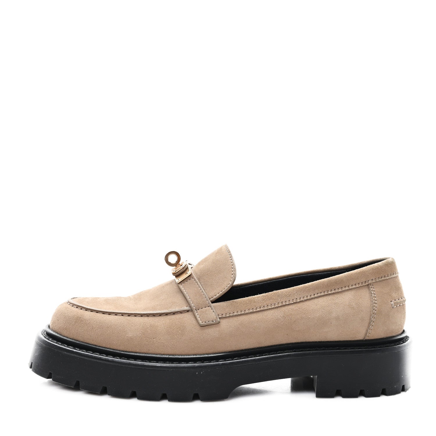 Hermes Suede Womens Icone Loafers 38 Beige Sable 1 of 10