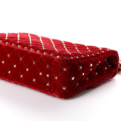 Valentino Garavani Velvet Medium Rockstud Spike Shoulder Bag Rosso Valentino 8 of 9