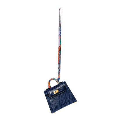 Hermes Lizard Mini Kelly Twilly Bag Charm Bleu Saphir 1 of 5