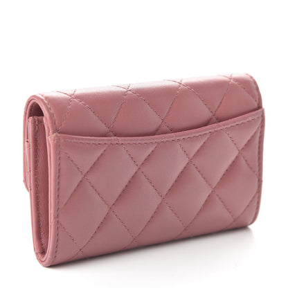 Chanel Lambskin Quilted Flap Card Holder Wallet Pink 3 of 11