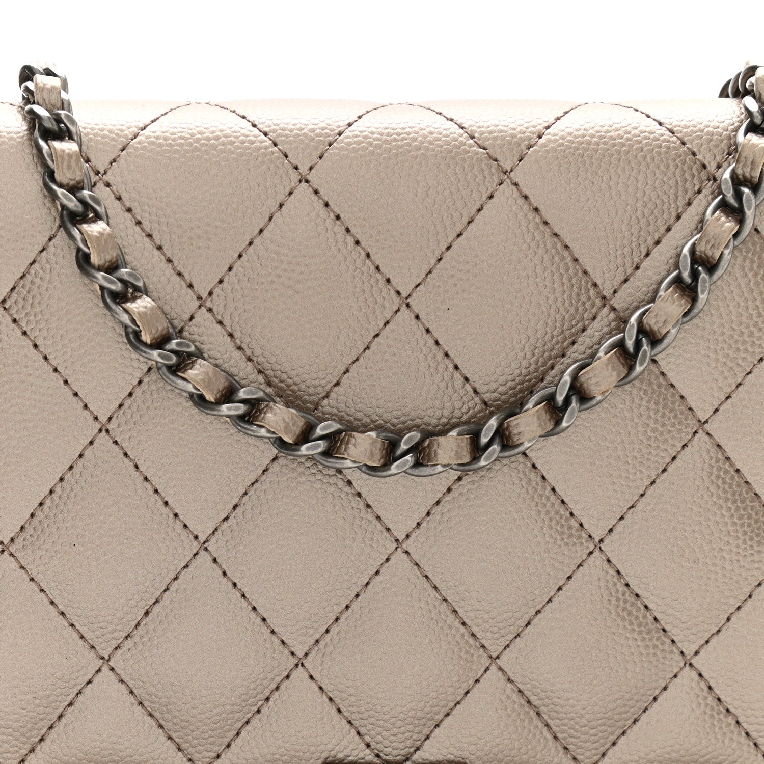Chanel Metallic Caviar Quilted Boy Wallet On Chain WOC Light Gold 8 of 11