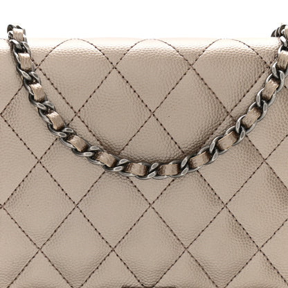 Chanel Metallic Caviar Quilted Boy Wallet On Chain WOC Light Gold 8 of 11