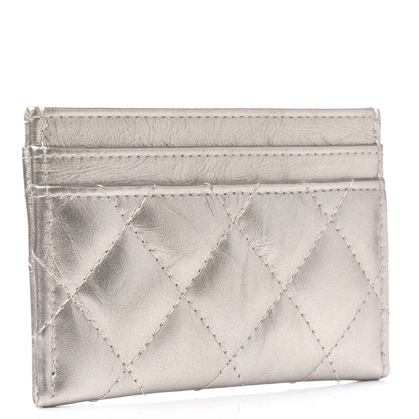 Metallic Aged Calfskin Quilted Reissue Card Holder Gold