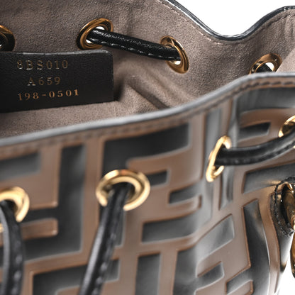 Fendi Vitello Liberty F is Fendi Bi-Color FF 1974 Embossed Mini Mon Tresor Bucket Bag Maya Black 7 of 10
