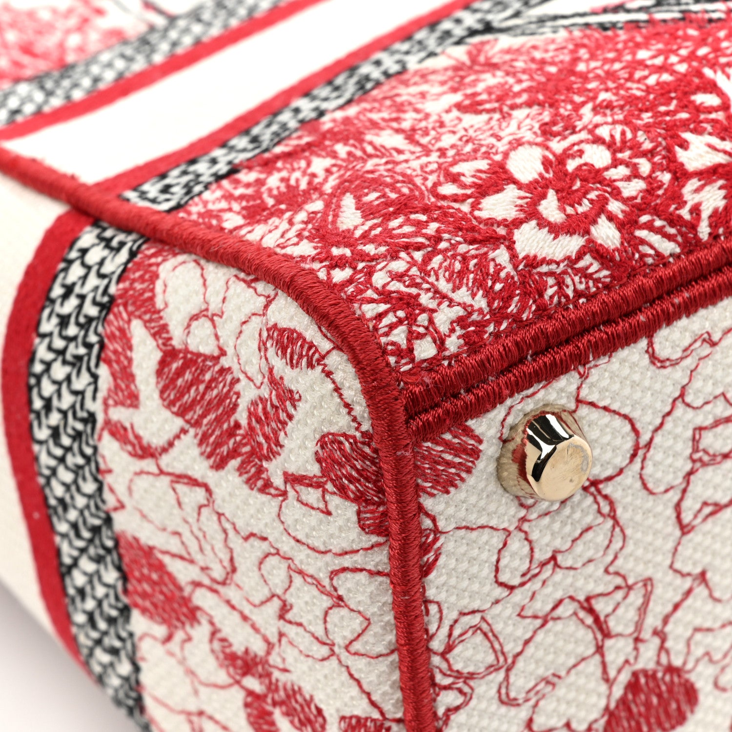 Christian Dior Canvas Embroidered Medium Dioramour D-Royaume Lady D-Lite Red Multicolor 12 of 14