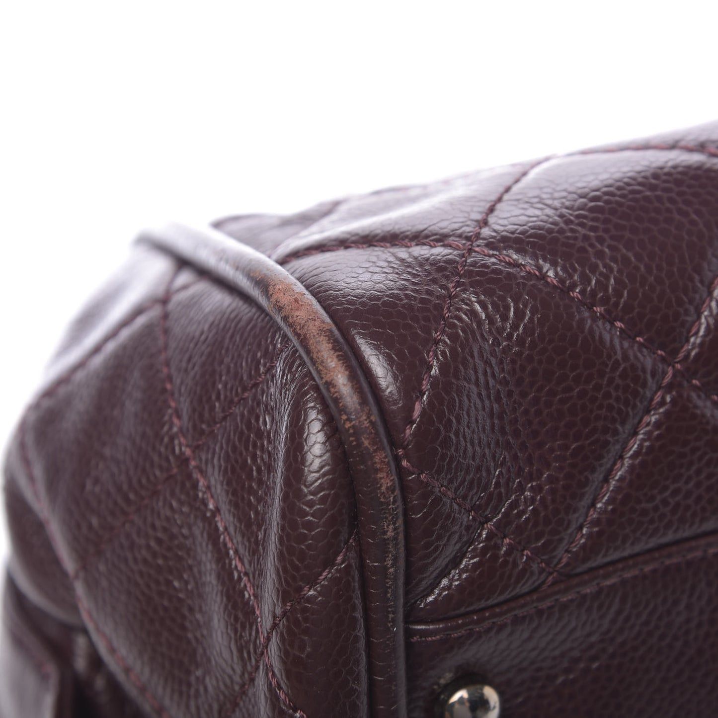 Caviar Quilted CC Timeless Bowler Burgundy