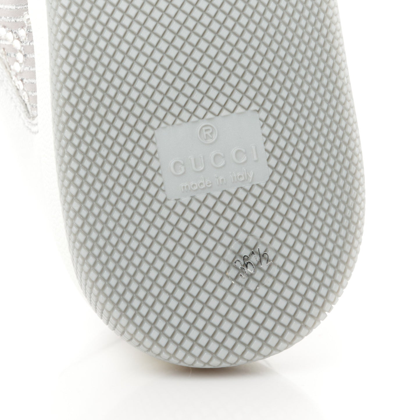 Metallic Nappa Silk Crystals Womens Screener Sneakers 36.5 Silver Light Grey