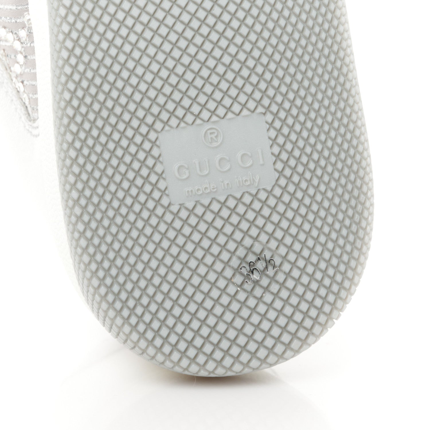 Gucci Metallic Nappa Silk Crystals Womens Screener Sneakers 36.5 Silver Light Grey 6 of 10