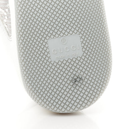 Gucci Metallic Nappa Silk Crystals Womens Screener Sneakers 36.5 Silver Light Grey 6 of 10