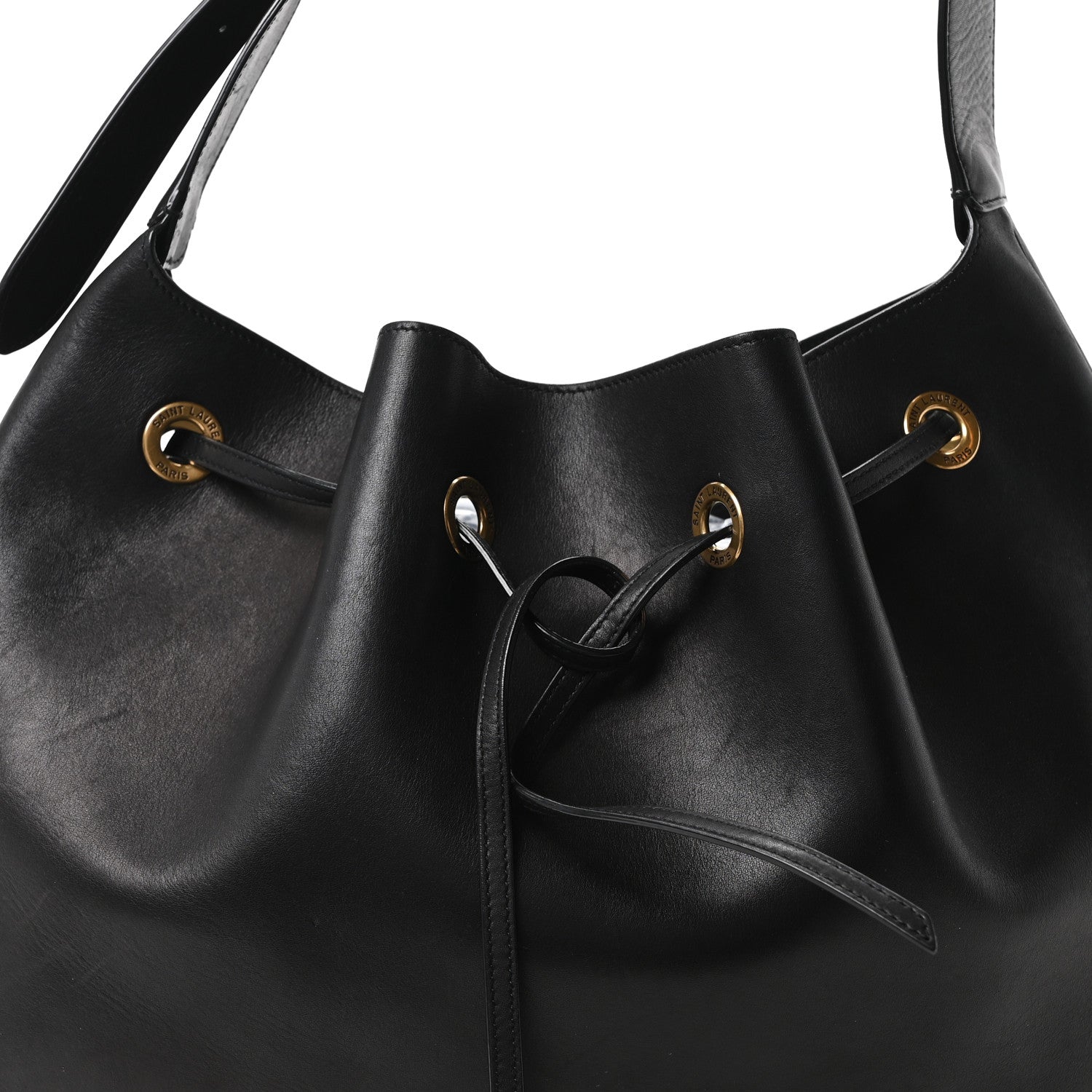 Saint Laurent Smooth Calfskin Paris VII Large Flat Hobo Black 9 of 11