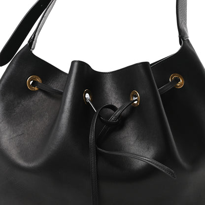 Saint Laurent Smooth Calfskin Paris VII Large Flat Hobo Black 9 of 11
