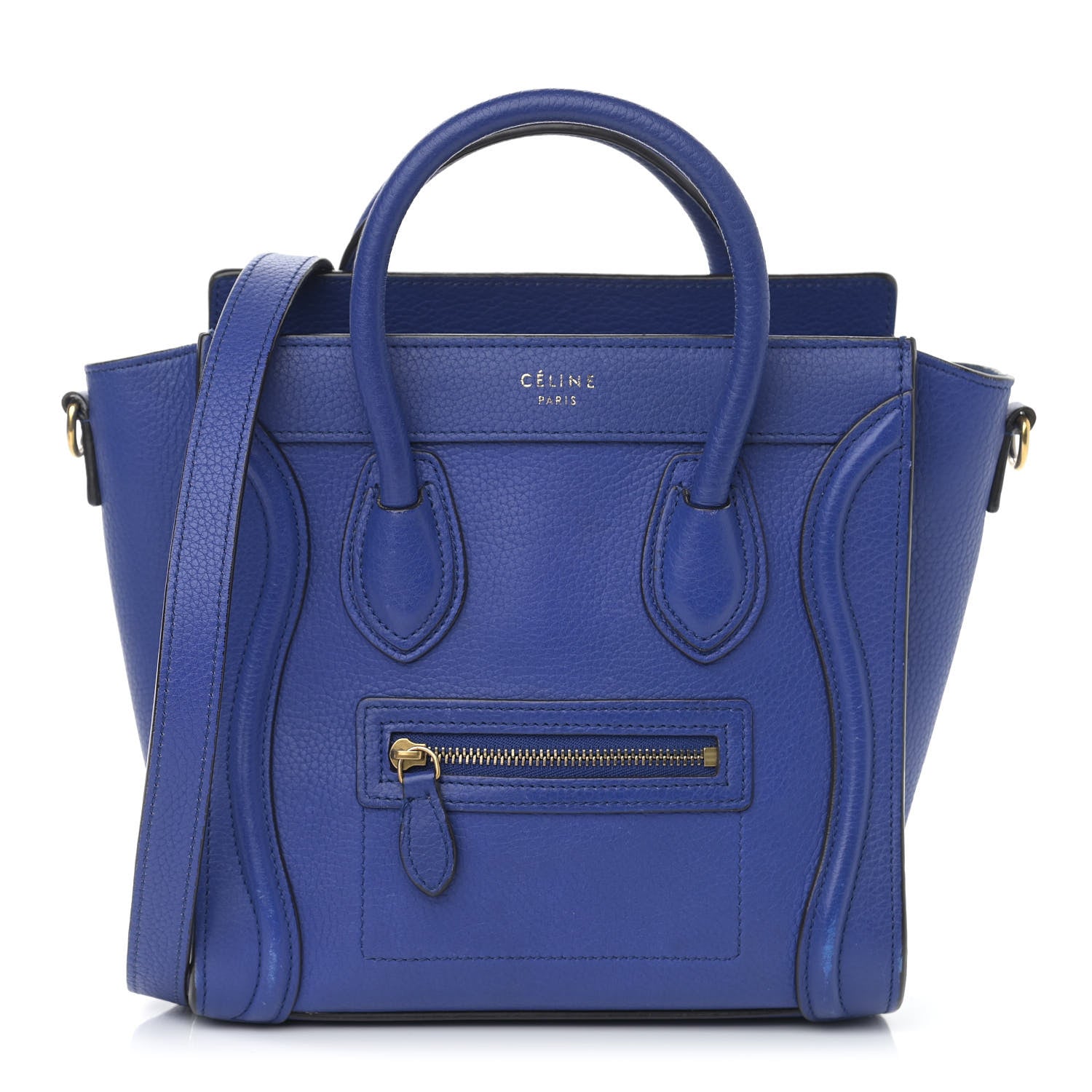 Celine Drummed Calfskin Nano Luggage Indigo 1 of 11