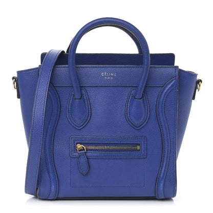 Celine Drummed Calfskin Nano Luggage Indigo 1 of 11