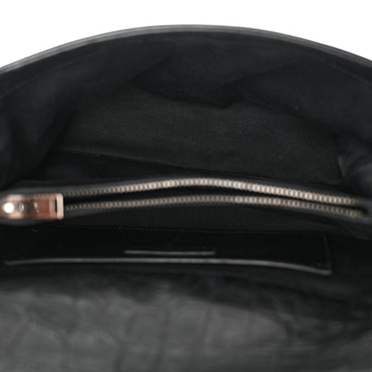 Saint Laurent Calfskin Crocodile Embossed Medium West Hollywood Monogram Fold-Over Black 5 of 13