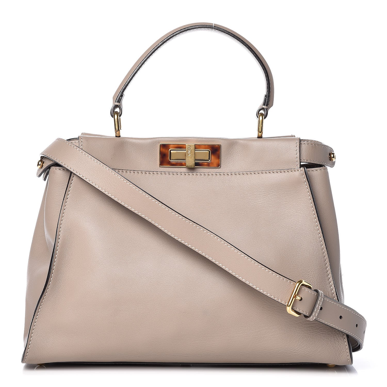 Fendi Vitello Seta Plexiglass Tortoise Medium Peekaboo Iconic Satchel Tortora 1 of 16