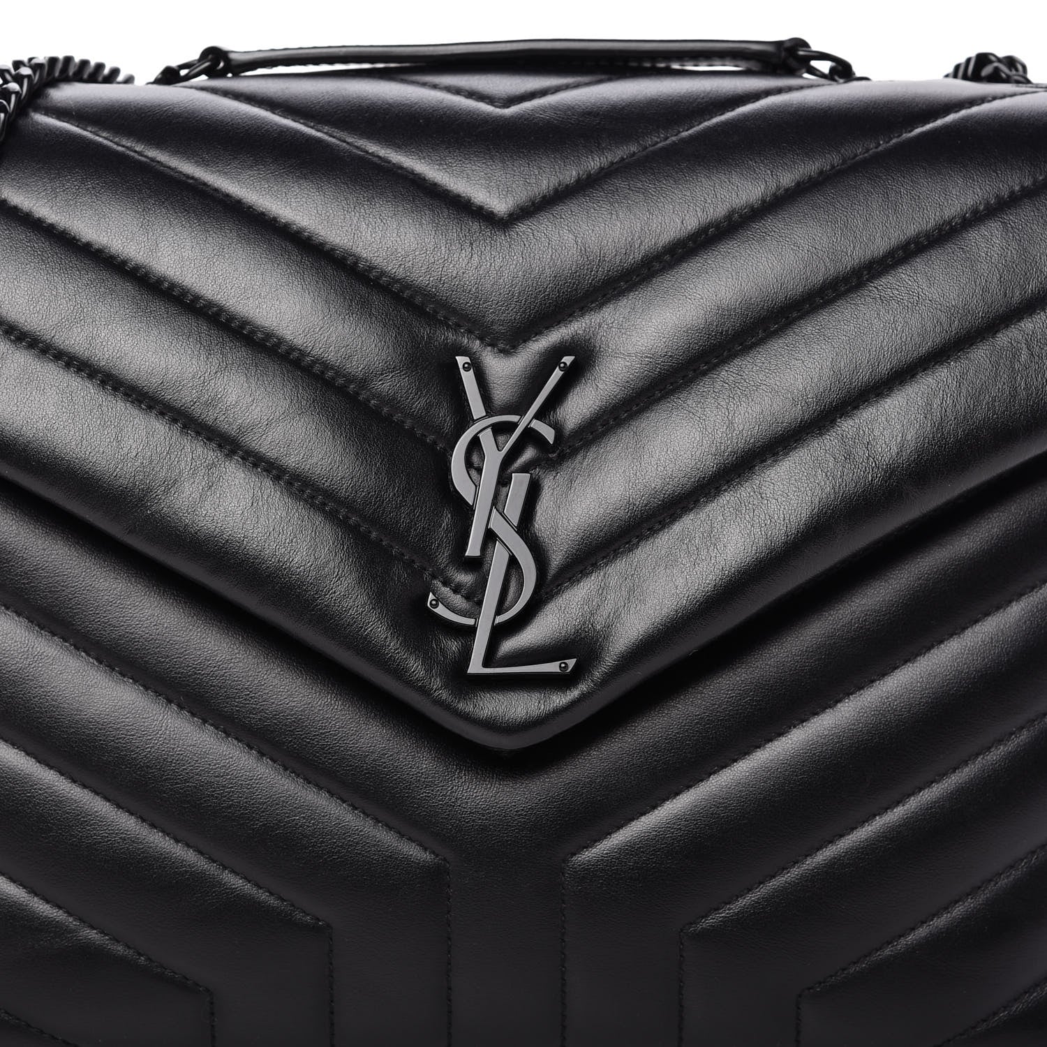 Saint Laurent Calfskin Y Quilted Monogram Medium Loulou Chain Satchel Black 10 of 10