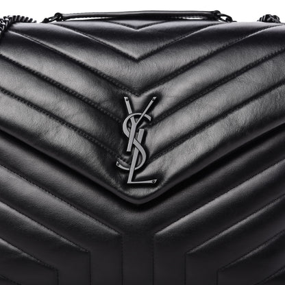 Saint Laurent Calfskin Y Quilted Monogram Medium Loulou Chain Satchel Black 10 of 10