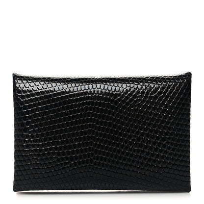 Hermes Lizard Calvi Card Case Black 1 of 9