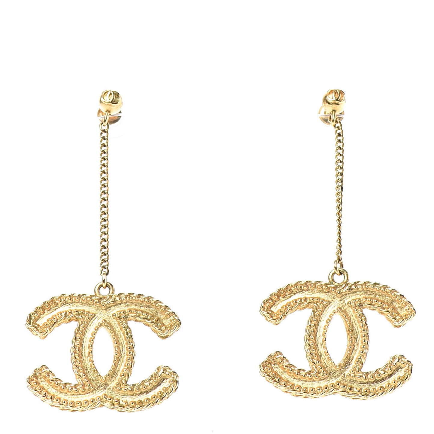 CC Drop Earrings Matte Gold