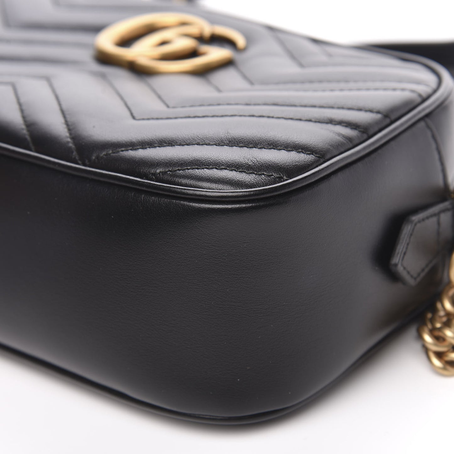 Calfskin Matelasse Small GG Marmont Chain Shoulder Bag Black