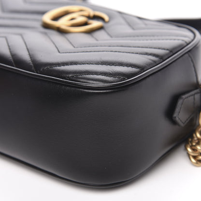 Gucci Calfskin Matelasse Small GG Marmont Chain Shoulder Bag Black 9 of 11
