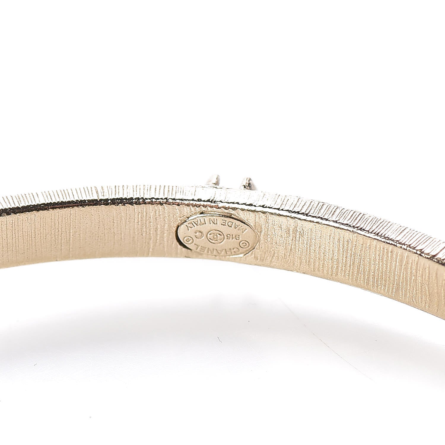 Chanel Crystal CC Hoop Earrings Pale Pink Gold 3 of 5