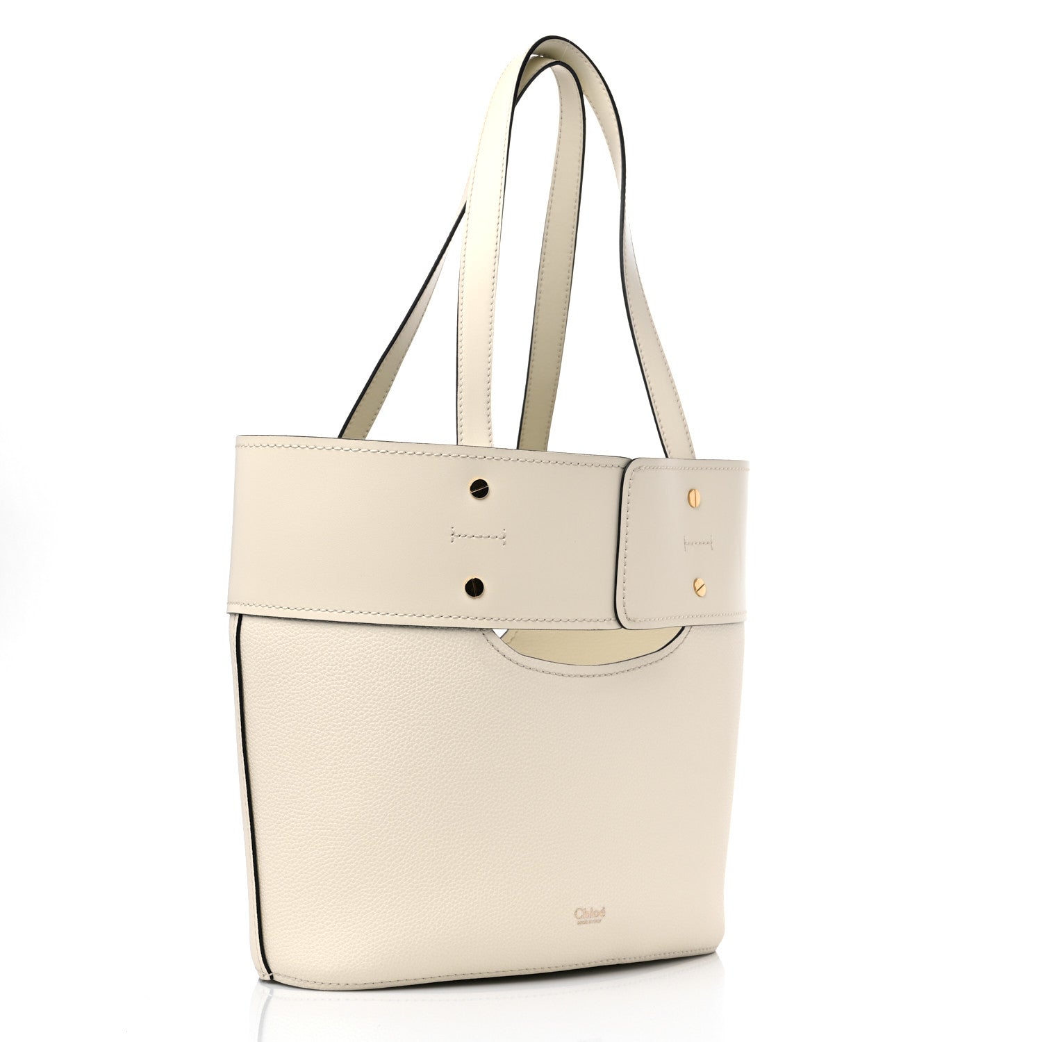 Chloe Calfskin Small Aby Lock and Key Tote Bag Natural White 4 of 10