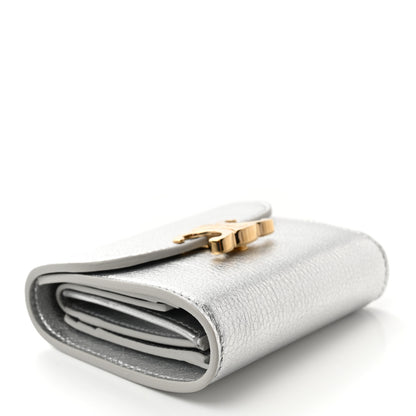 Celine Metallic Calfskin Small Triomphe Wallet Silver 4 of 7