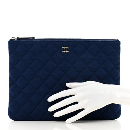 Chanel Jersey Quilted Medium Cosmetic Case Blue 2 of 8