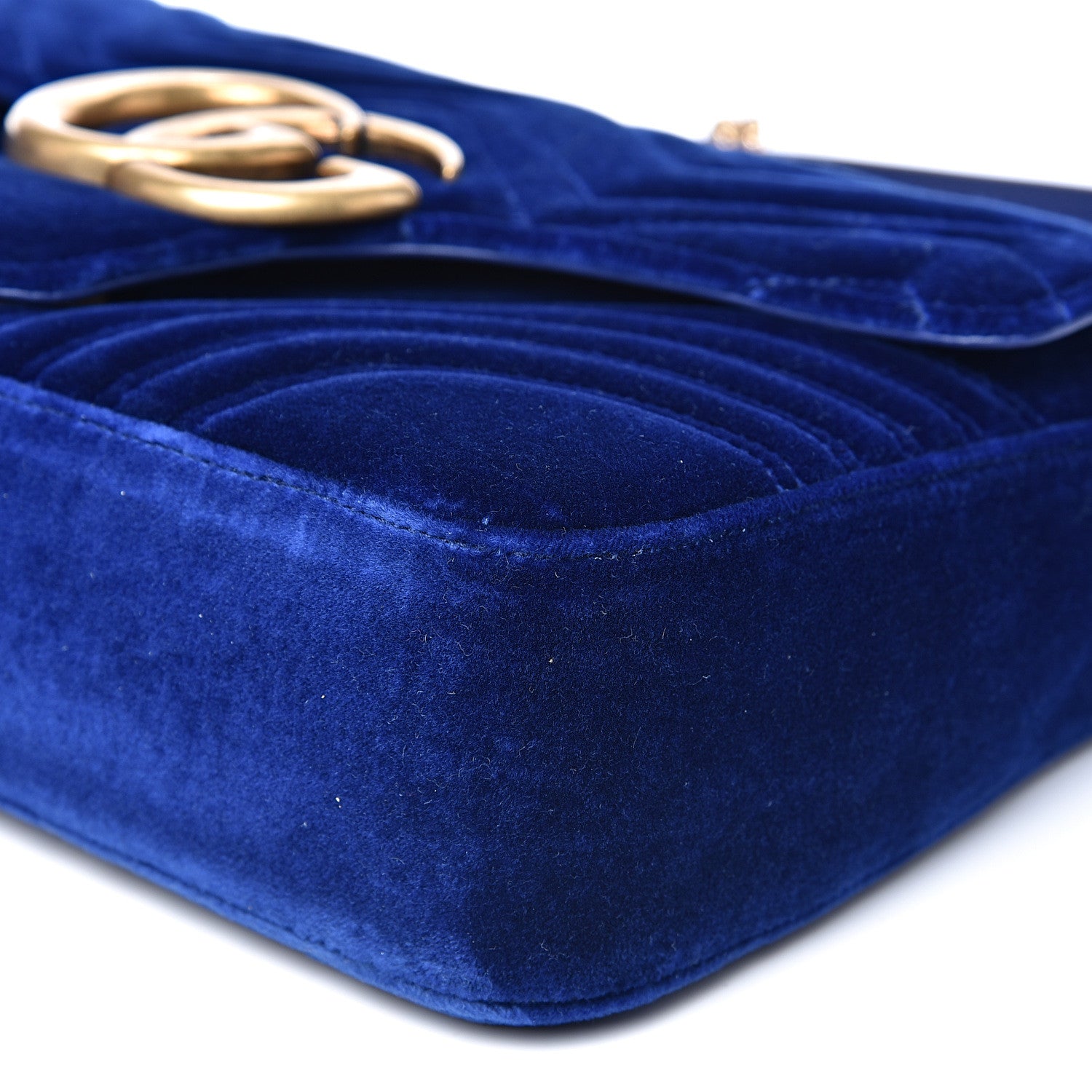 Gucci Velvet Matelasse Medium GG Marmont Shoulder Bag Cobalt Blue 9 of 10