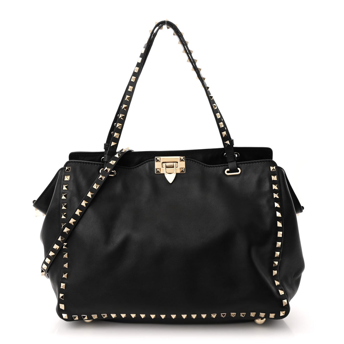 Vitello Medium Rockstud Tote Black