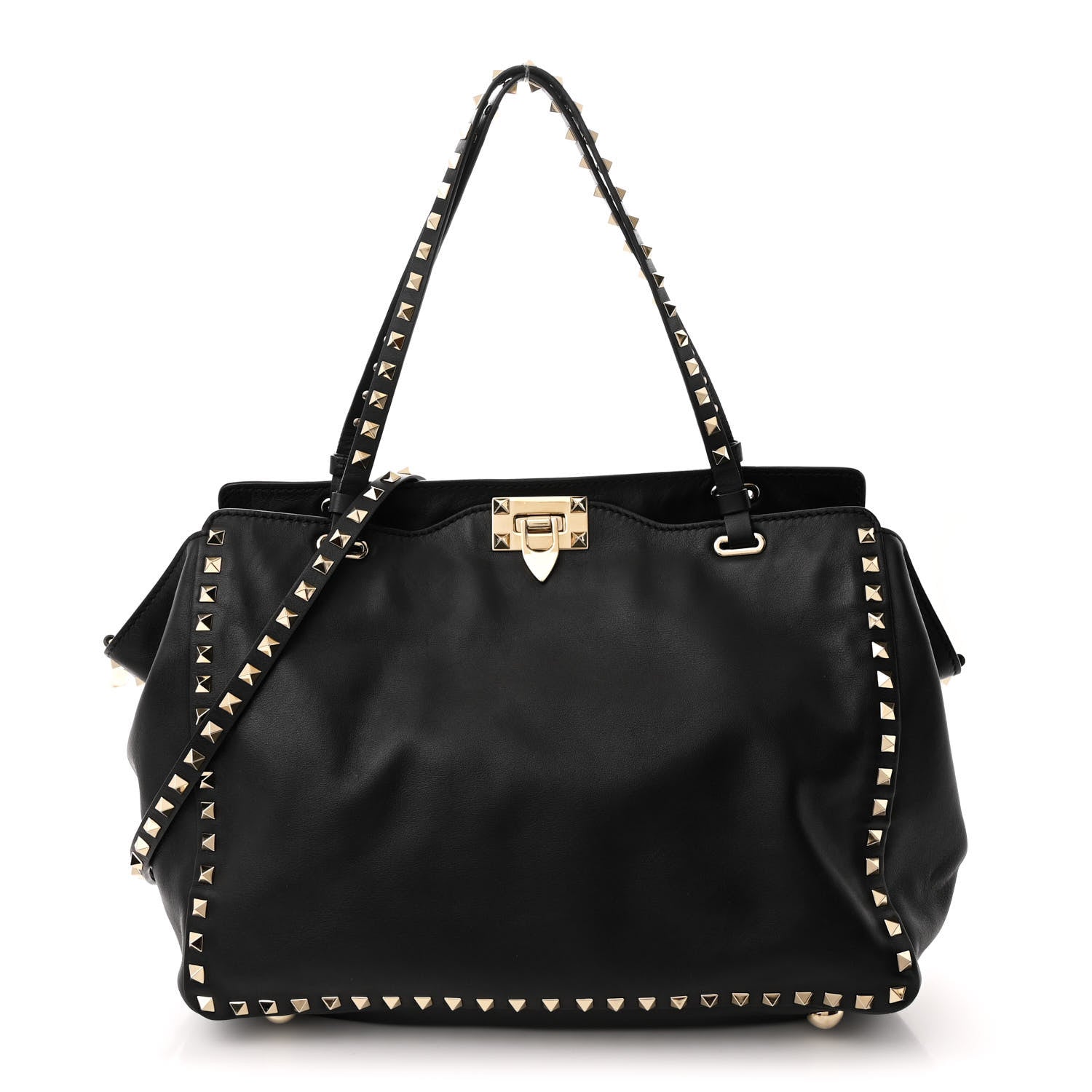 Valentino Garavani Vitello Medium Rockstud Tote Black 1 of 10