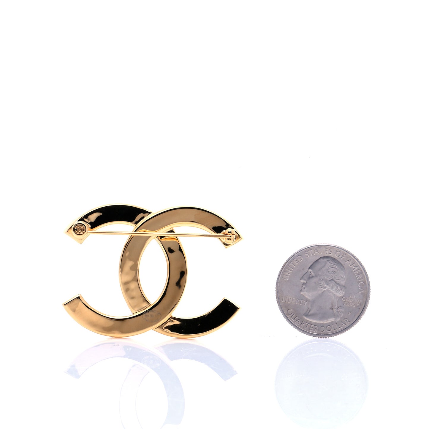 Metal Paris Button CC Large Brooch Gold