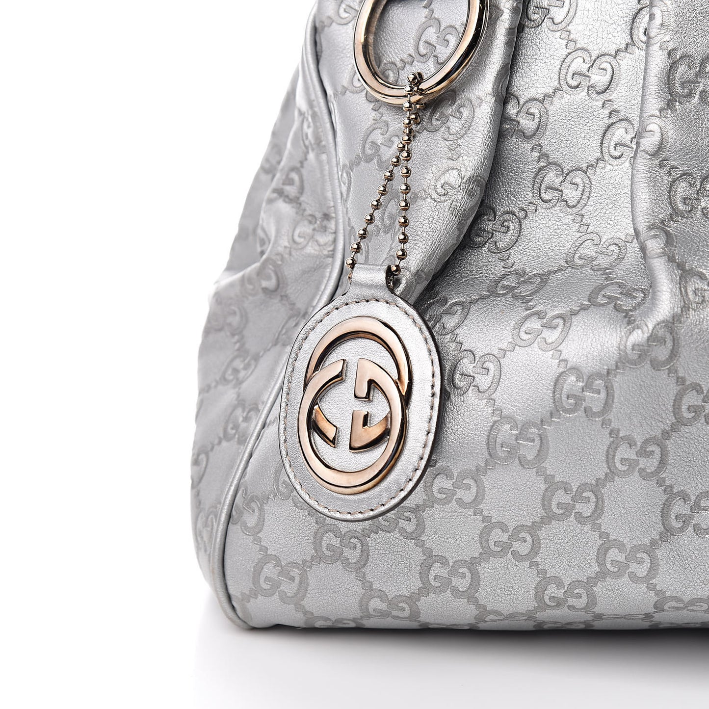 Metallic Guccissima Medium Sukey Tote Silver