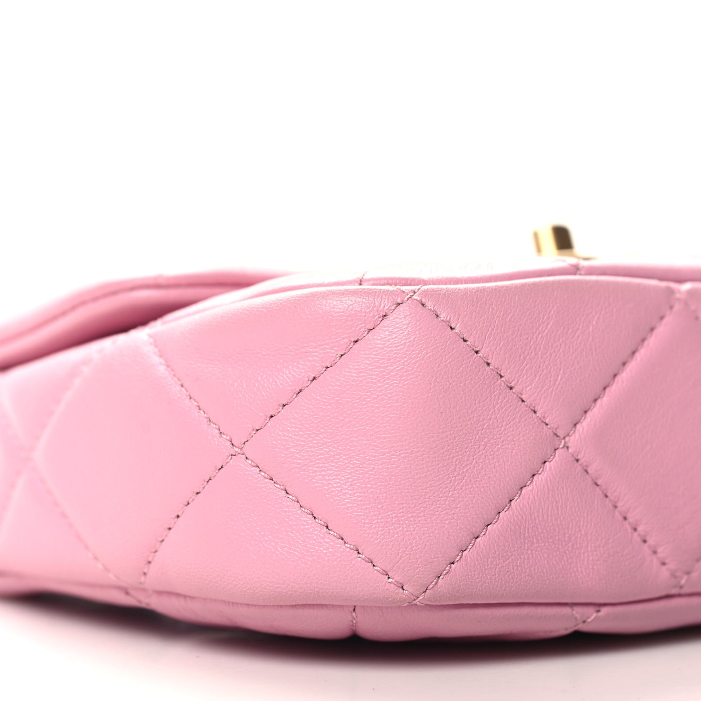 Lambskin Quilted Mini Lacquered Chain Flap Pink
