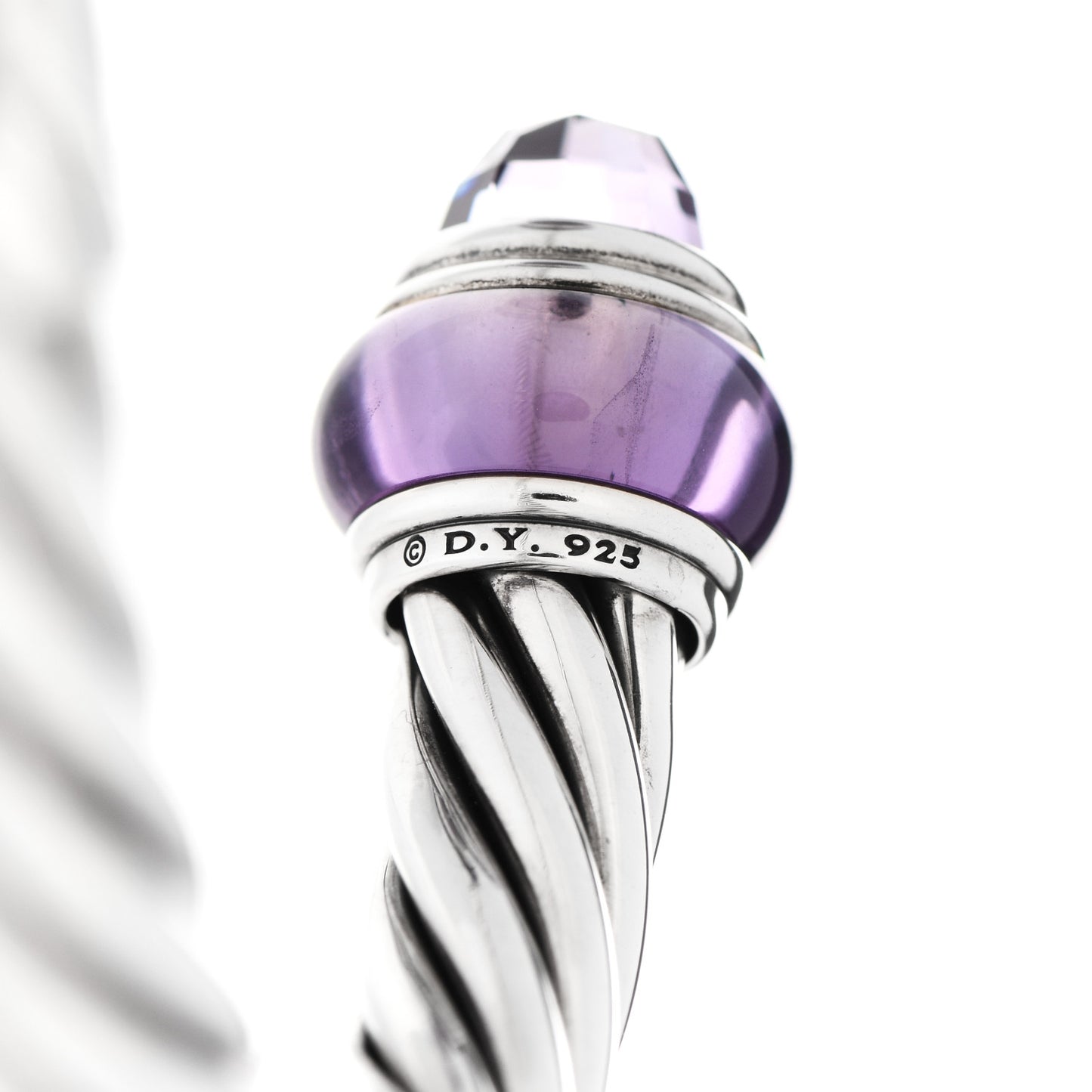 Sterling Silver Amethyst 8mm Cable Classics Hinged Bracelet