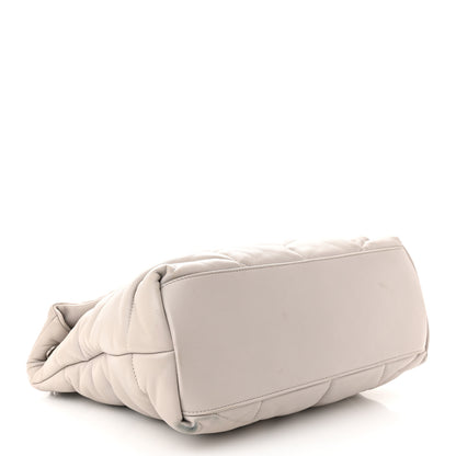 Saint Laurent Lambskin Quilted Medium Loulou Puffer Monogram Chain Satchel Blanc Vintage 4 of 15