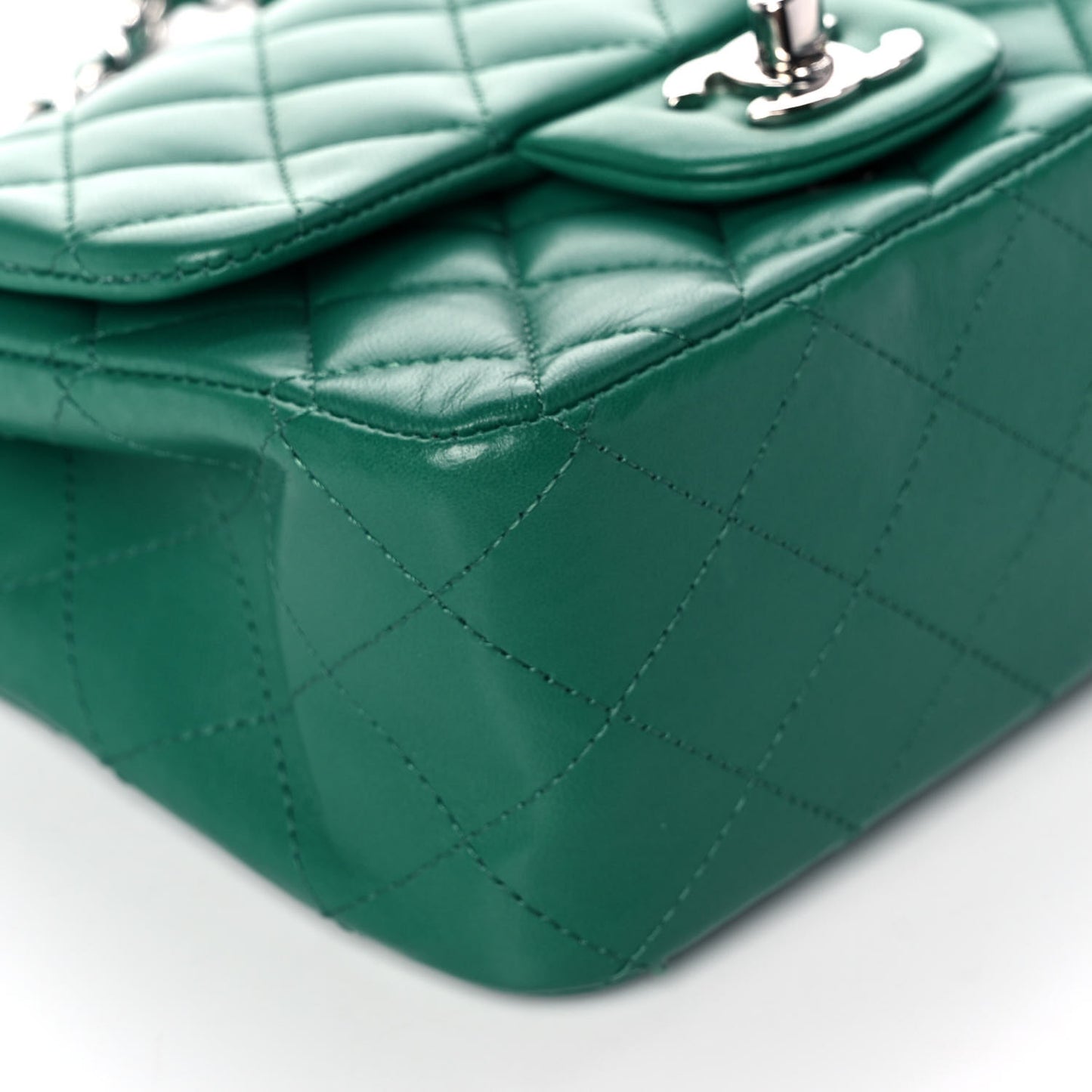 Lambskin Quilted Mini Square Flap Green