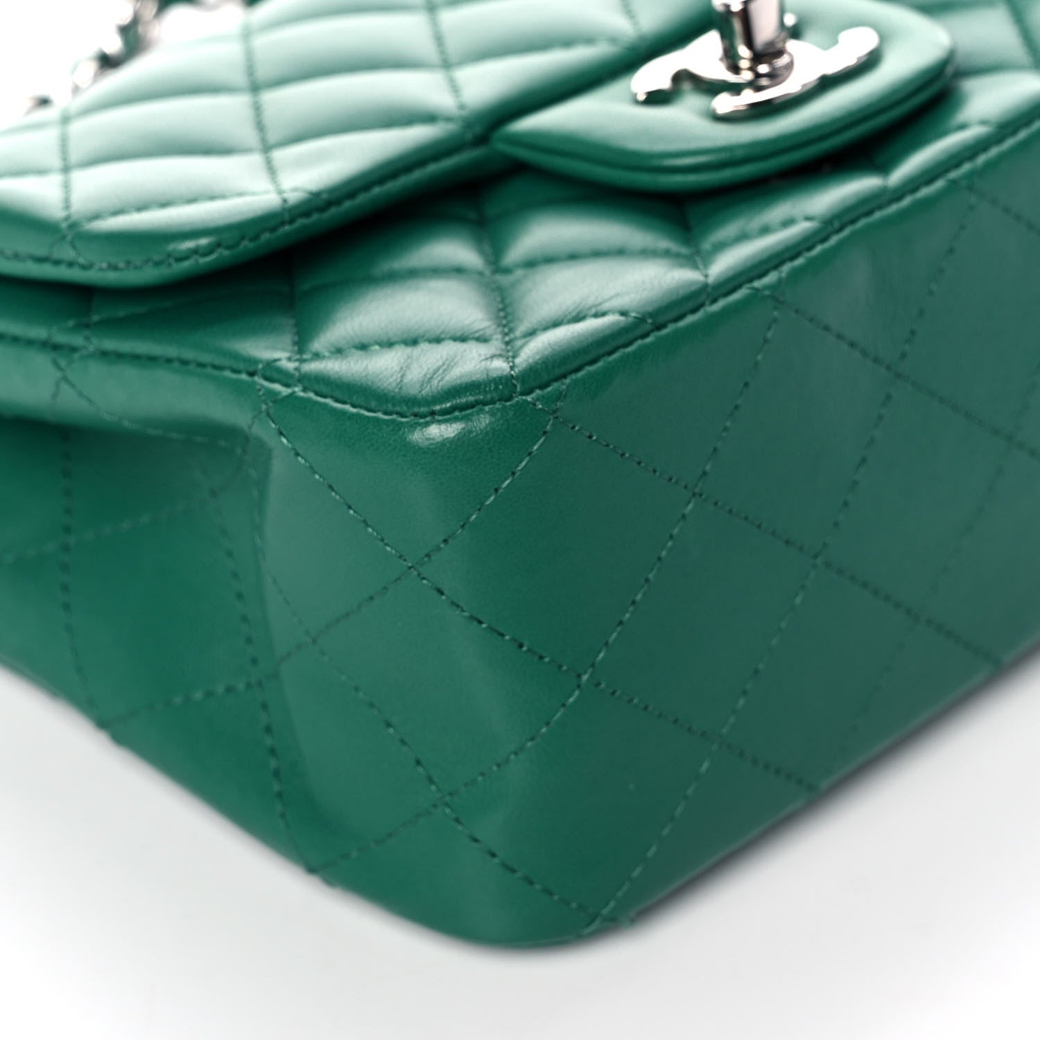 Chanel Lambskin Quilted Mini Square Flap Green 10 of 13