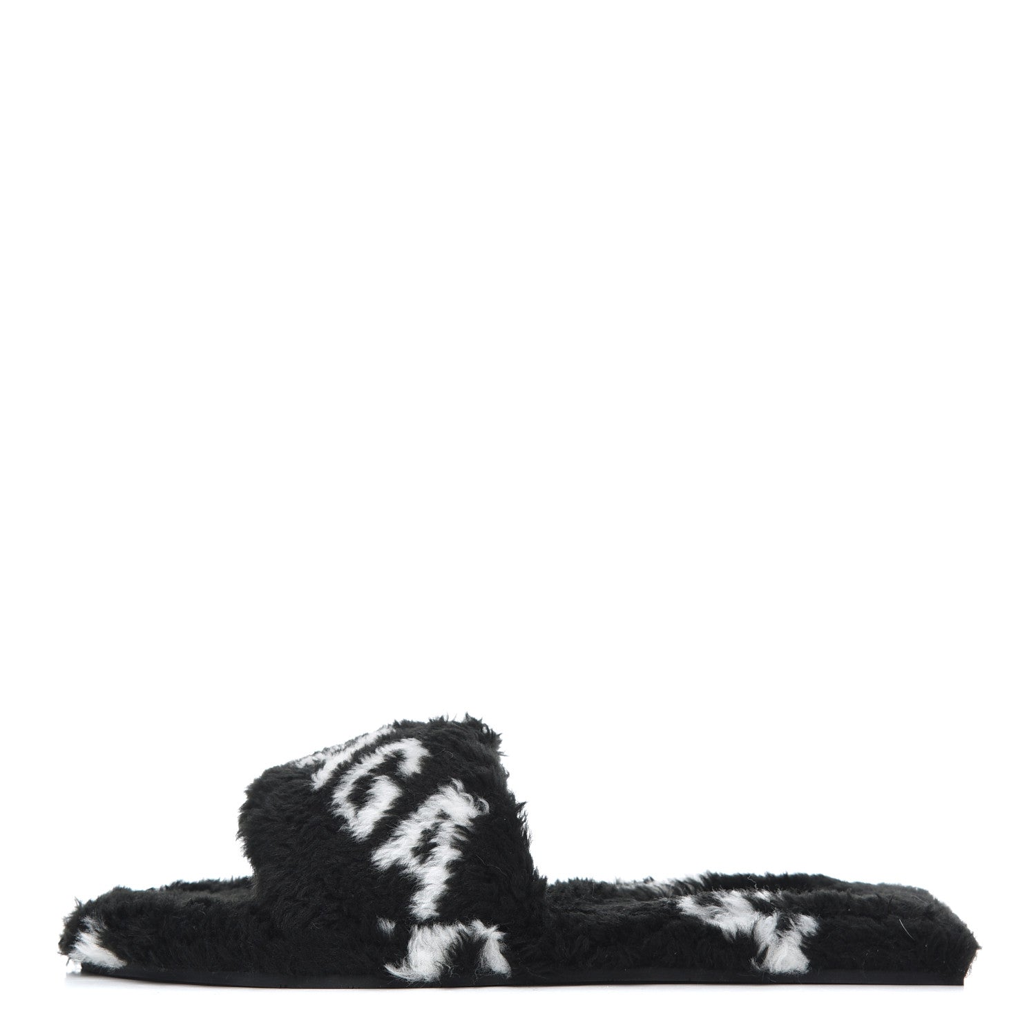 Balenciaga Fur Slide Sandals 37.5 Black White 1 of 9