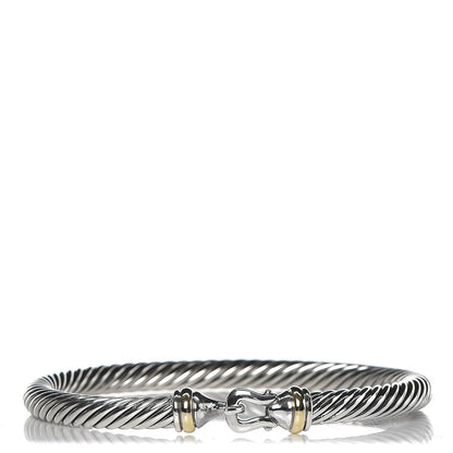 David Yurman Sterling Silver 18K Yellow Gold 5mm Cable Classic Buckle Bracelet 1 of 3