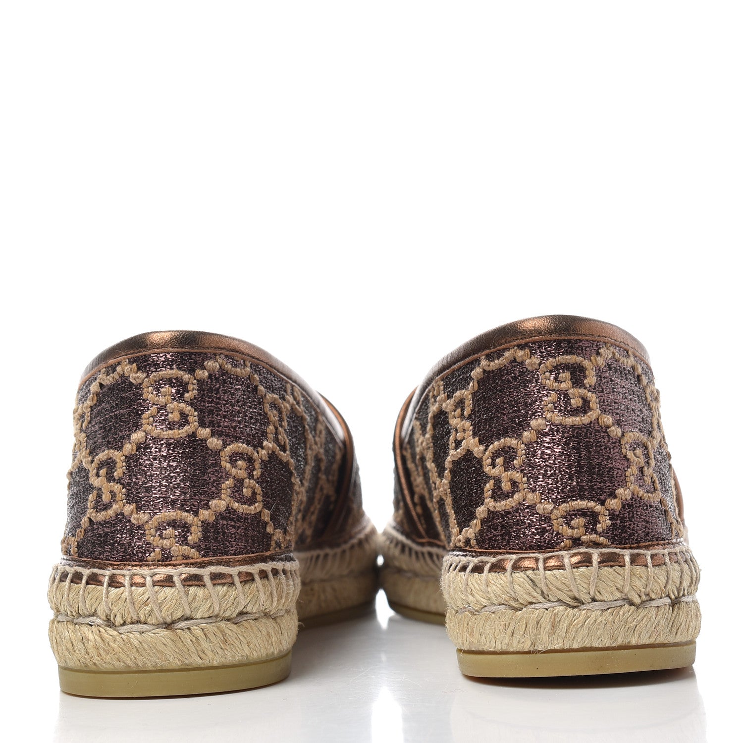 Gucci Lame Nappa GG Monogram Espadrilles 39 Brown Beige Light Bronze 7 of 11