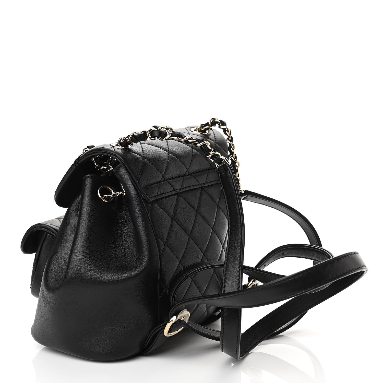 Chanel Lambskin Quilted Small Duma Drawstring Backpack Black 3 of 11