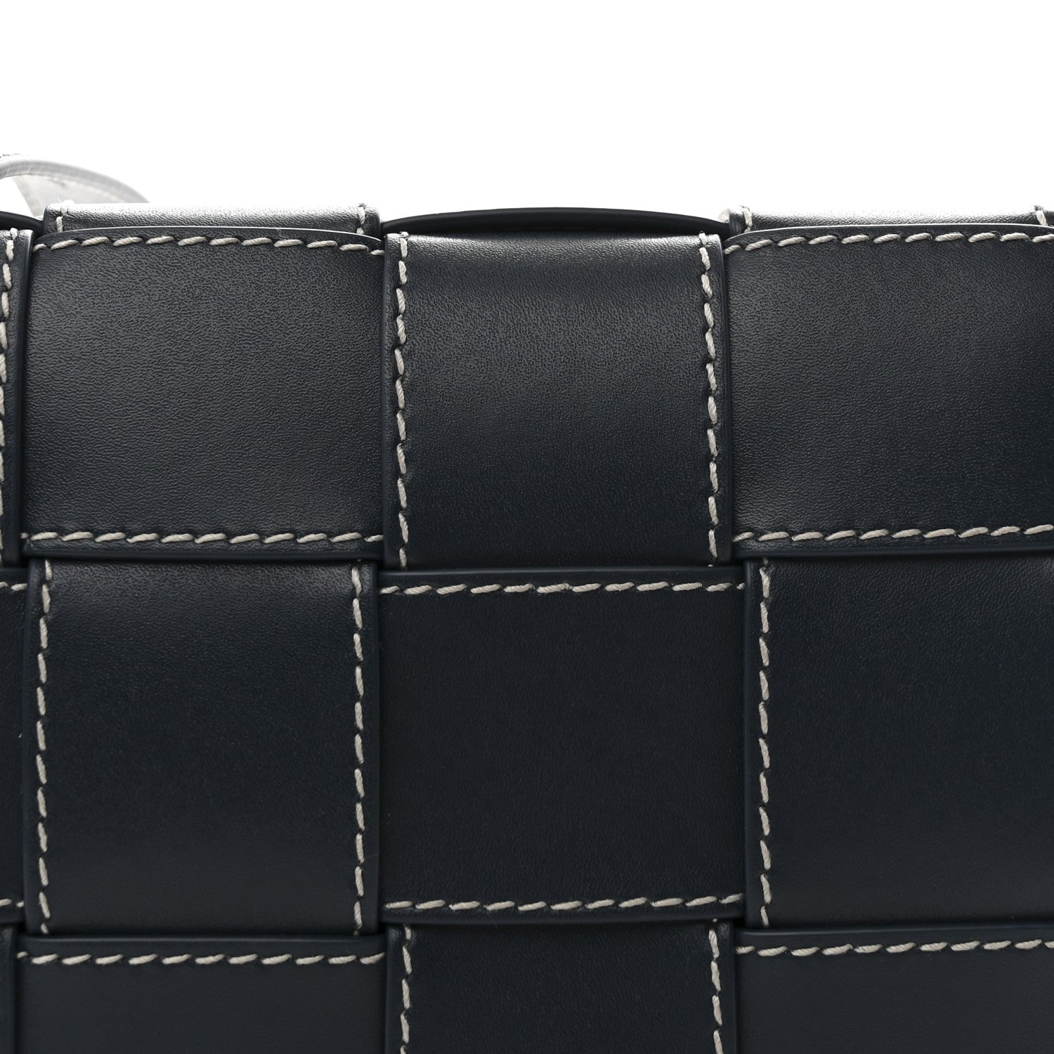 Bottega Veneta Lambskin Maxi Intrecciato Urban Stitch Cassette Crossbody Bag Deep Blue 8 of 10