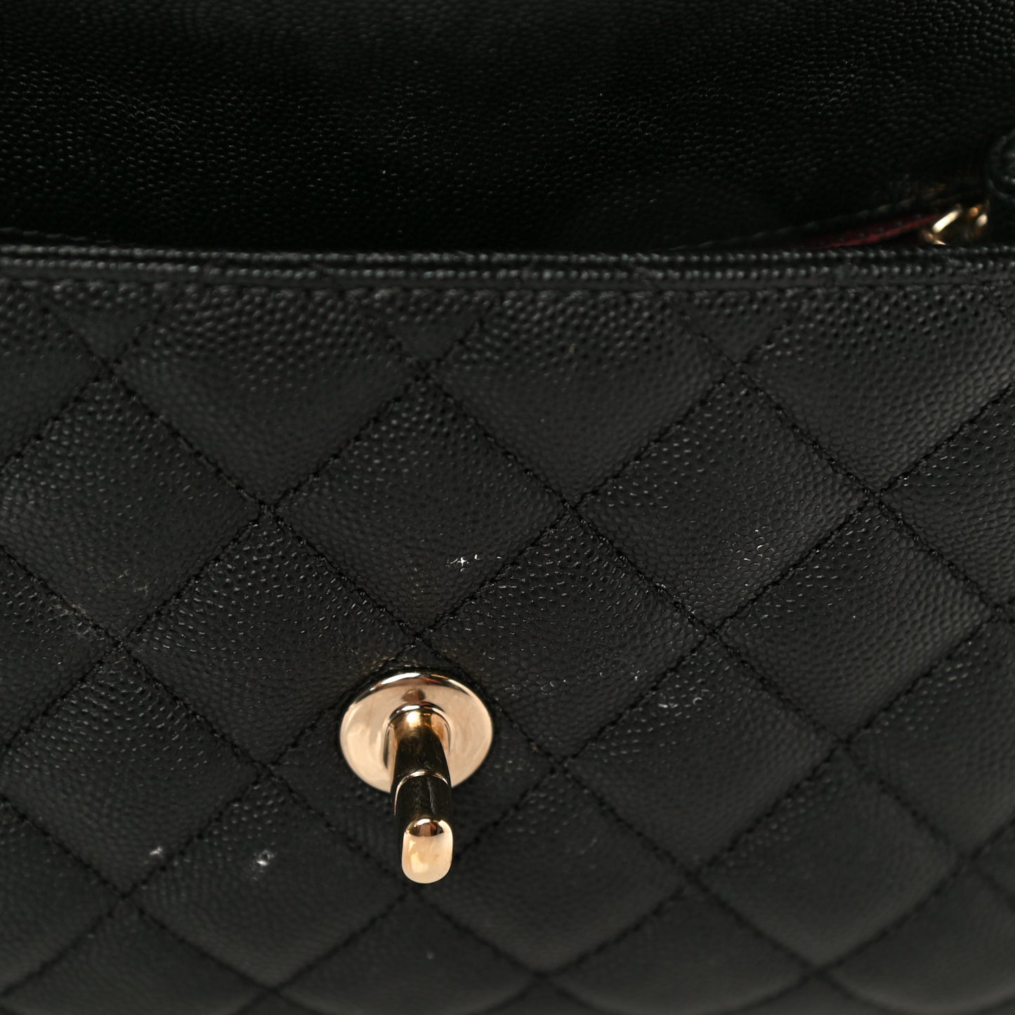 Caviar Quilted Mini Coco Handle Flap Black